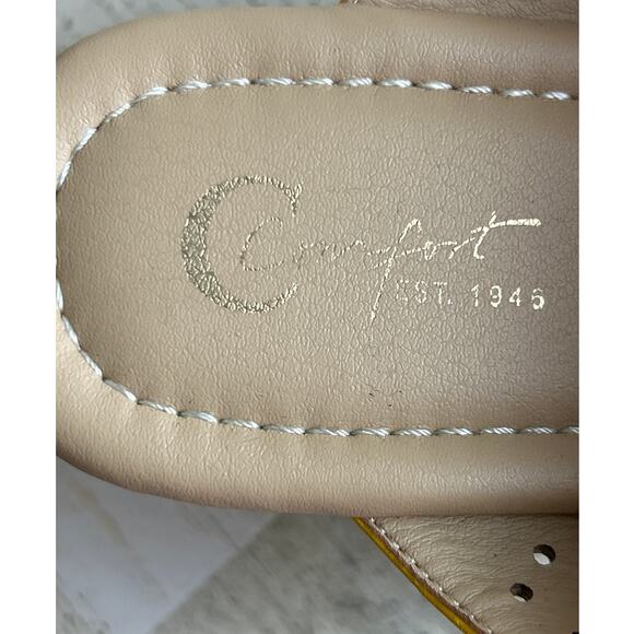 Cato Women's 11 Comfort Goldenrod Cork Wedge Slip-On Laser Cut Summer Sandals - Picture 9 of 9